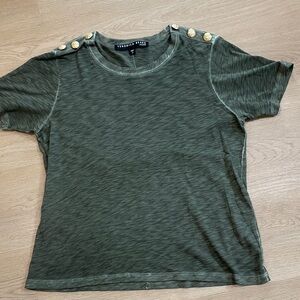 Veronica Beard Olive Top with Gold Accents